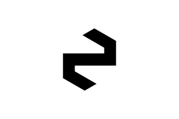 Rotated E Emblem – Abstract Zigzag Symbol in Black for Branding, Typography, Puzzle, and UI Design