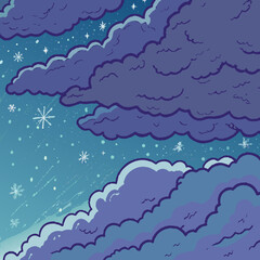 Night sky with clouds and stars