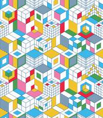 square box pattern background design set isometric boxes line cubic cubes blocks pattern outline shapes abstract geometric line templates modern minimal geometry 