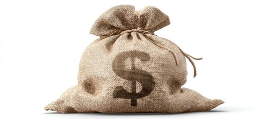 The Burlap Money Bag with Dollar Symbol Representing Wealth and Financial Success
