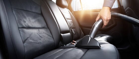 The Car Seat Interior Being Professionally Vacuumed for Deep Cleaning and Maintenance