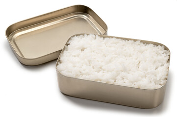 アルマイト弁当箱に詰めた白飯