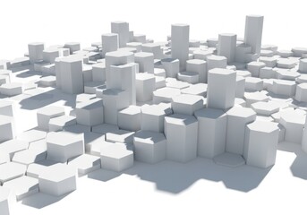 Obraz premium Abstract 3d render of a futuristic city made of white geometric shapes and sharp angles