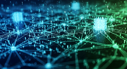Global Digital Network Mesh Connection Data Big Data Flow Background