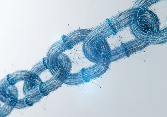 Abstract digital representation of a strong blue chain link, symbolizing connection and security