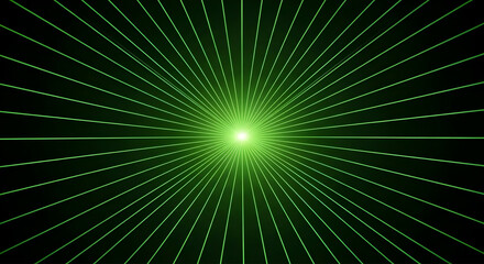 Green Laser Beams Concentric Radiating Lines | Central Light Rayburst Abstract Background