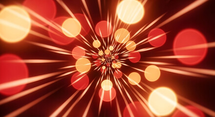 Warm Red Orange Bokeh Lights Tunnel Zoom Motion Abstract Background