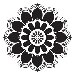Decorative mandala pattern minimal black and white design
