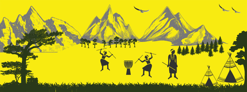 Nagaland Skyline with Hornbill Festival, Kohima War Cemetery, and Tribal Village Art for Travel Advertising and Print Design