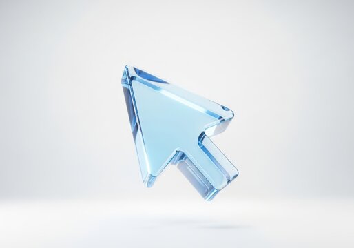 Glossy blue computer mouse cursor icon isolated on white background