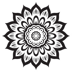 Decorative mandala pattern minimal black and white design
