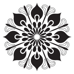Decorative mandala pattern minimal black and white design
