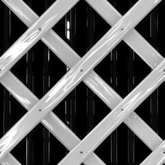 White wooden lattice pattern, isolated on a black background.