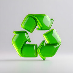 3D Green Recycling Symbol for Eco-Friendly Concept