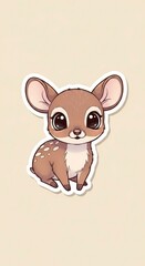 Obraz premium A stylized fawn sticker big eyes brown