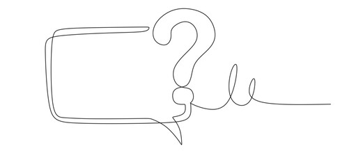 Quick tips.Continuous one line drawing of question mark and speech bubble. Trendy line art vector on a white background