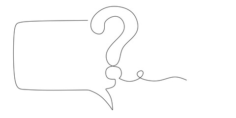 Quick tips.Continuous one line drawing of question mark and speech bubble. Trendy line art vector on a white background