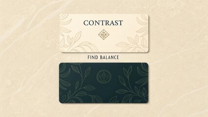 Elegant design showcasing contrast in colors and nature-inspired motifs with motivational text for creative projects