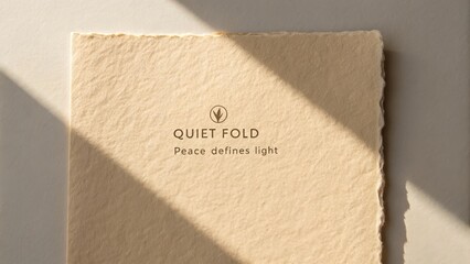 Elegant minimalistic paper with soft shadows and a calming design featuring the words "Peace defines light" in a serene setting