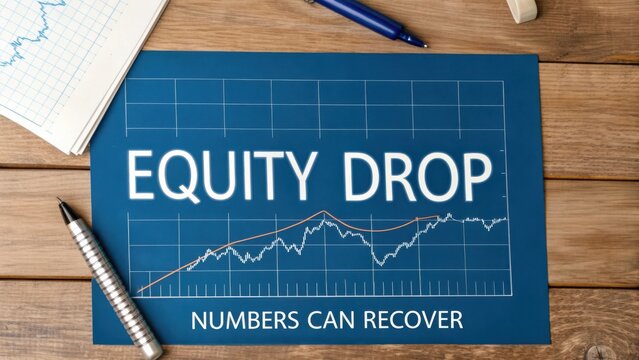 Equity Drop and Recovery in Financial Market with Graph and Chart on Wooden Table with Pen and Clipboard