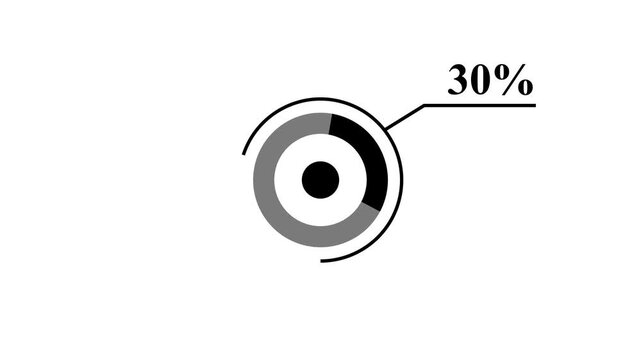 Circular infographic element showing 30 percent with segmented circle and connecting line percentage