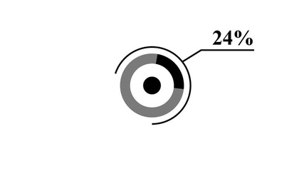Circular progress indicator displaying 24 percent completion with concentric rings and a central dot