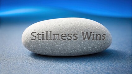 Inspirational Stone with the Phrase Stillness Wins on a Calm Background for Peaceful Moments and Mindfulness Practices