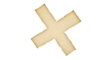 Torn Paper Cross, Beige Paper Asterisk, Textured Paper Cutout, Handmade Paper Cross, Isolated Paper Element