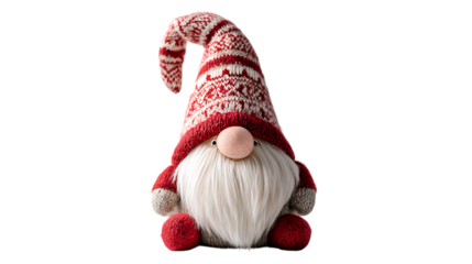 Toy with red and white knitted cap 