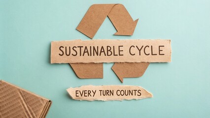 Sustainable Cycle Theme with Recycled Paper and Green Background Emphasizing Importance of Environmental Awareness