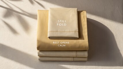 Textured fabric layering with warm tones and peaceful ambiance showcasing minimalistic design and calm aesthetics for home decor