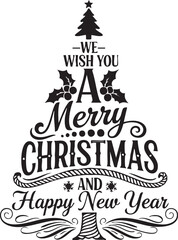 Spread Holiday Cheer with a Festive Merry Christmas and Happy New Year Design, Perfect for Cards, Banners, and Seasonal Celebrations!