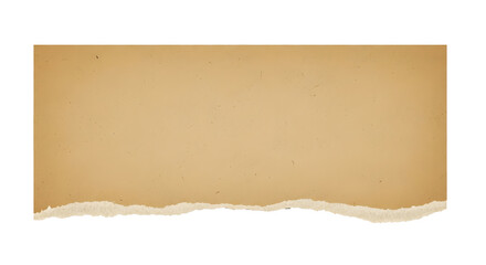 Textured Tan Paper with Torn Bottom Edge on Transparent Background, Horizontal Aged Craft Paper Mockup, Light Beige Paper with Subtle Grain and Ragged Edge, Realistic Natural Paper Snippet Isolated 