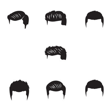 Collection of various trendy hairstyles for men, including quiffs, pompadours, and slicked-back styles