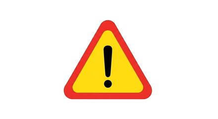 Warning sign with exclamation mark on white background.