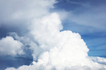 Obraz premium Aerial view dramatic atmosphere image of white clouds forming at high altitude. Image use for meteorology presentation background and aviation industry advertising backdrop.