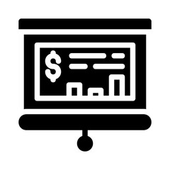 Bar graph presentation with a dollar sign symbol displays economic data, profitloss graphs. Suitable for finance reports or business presentations.
