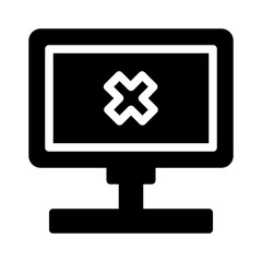 Black and white monitor with an x symbol ideal for graphic design projects, website mockups, and technologyrelated content.
