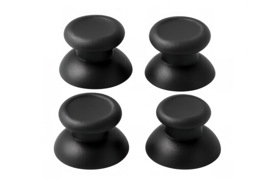 Black console analog sticks, replacement parts for game controllers, enhancing gaming experience and repair