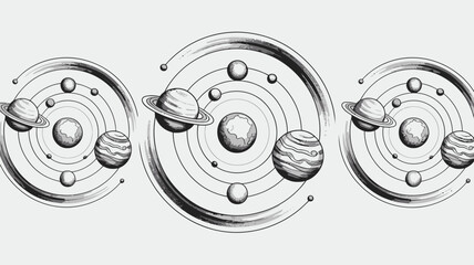 Explore the cosmos with this stunning planetary system illustration, perfect for educational materials or inspiring futuristic designs and science projects