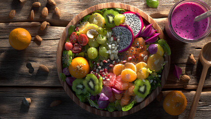 Colorful Fruit Platter with Fresh Tropical and Seasonal Fruits