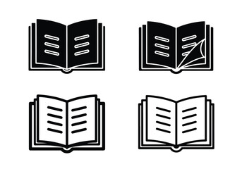 Open book icons set for education knowledge learning - Vector icon symbol for website - Icon vector - Blue icon vector - Line and glyph solid icon set