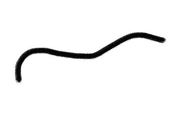 Abstract curved line freehand textured stroke drawing isolated on a transparent grid background, black doodle art element