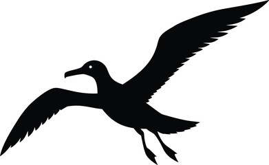 Flying Albatross Bird Silhouette Icon Isolated on White Background