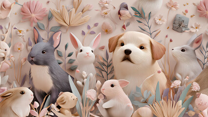 Cute Baby Animals Illustration