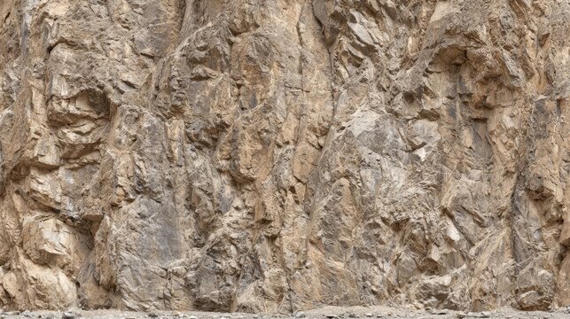 Rugged rock face with intricate textures and earthy tones a natural geological formation.