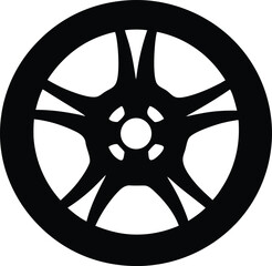 Car wheel rim cover silhouette vector. Car wheel rim cover silhouette icon vector illustration.