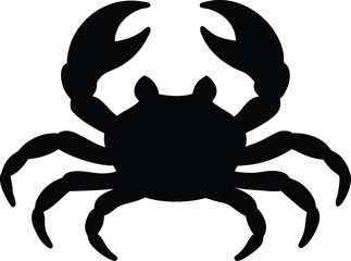 Black silhouette of a crab on white background, vector illustration