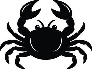 Black silhouette of a crab on white background, vector illustration