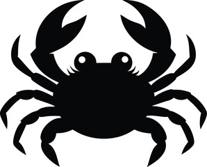 Black silhouette of a crab on white background, vector illustration